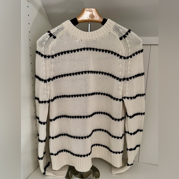 Madewell White and Navy Striped Long Sleeve Cotton Crewneck Sweater Size:M - Picture 9 of 12